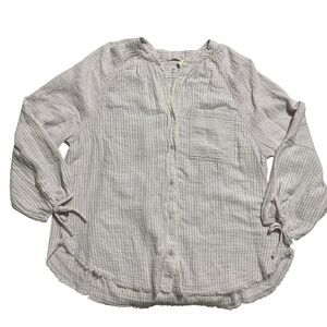 Aerie Daybreak Oversized Long sleeve Coverup Shirt White Purple Stripe